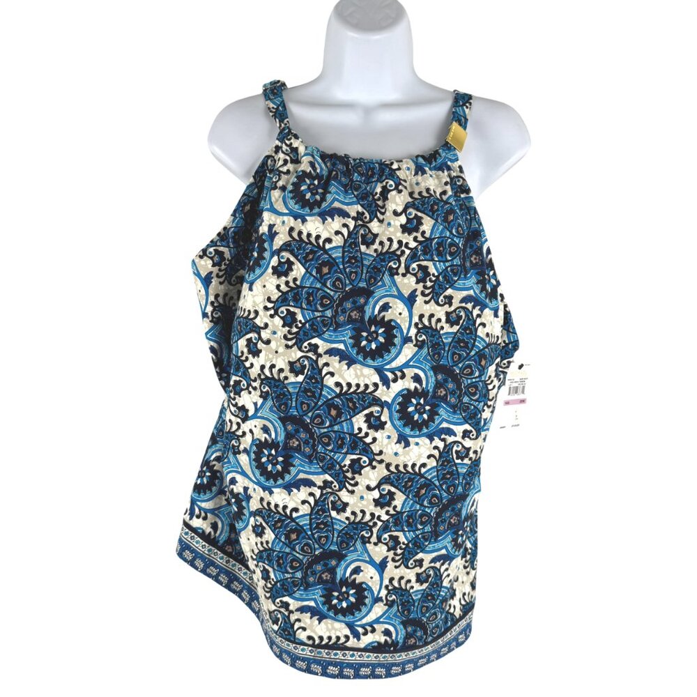 MICHAEL Michael Kors Blue, White & Black Paisley Halter Swim Coverup